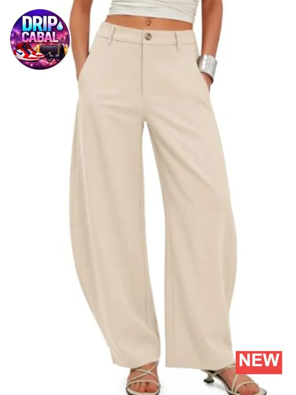 Womens Barrel Dress Pants High Waisted Wide Leg Work Trousers Palazzo Business